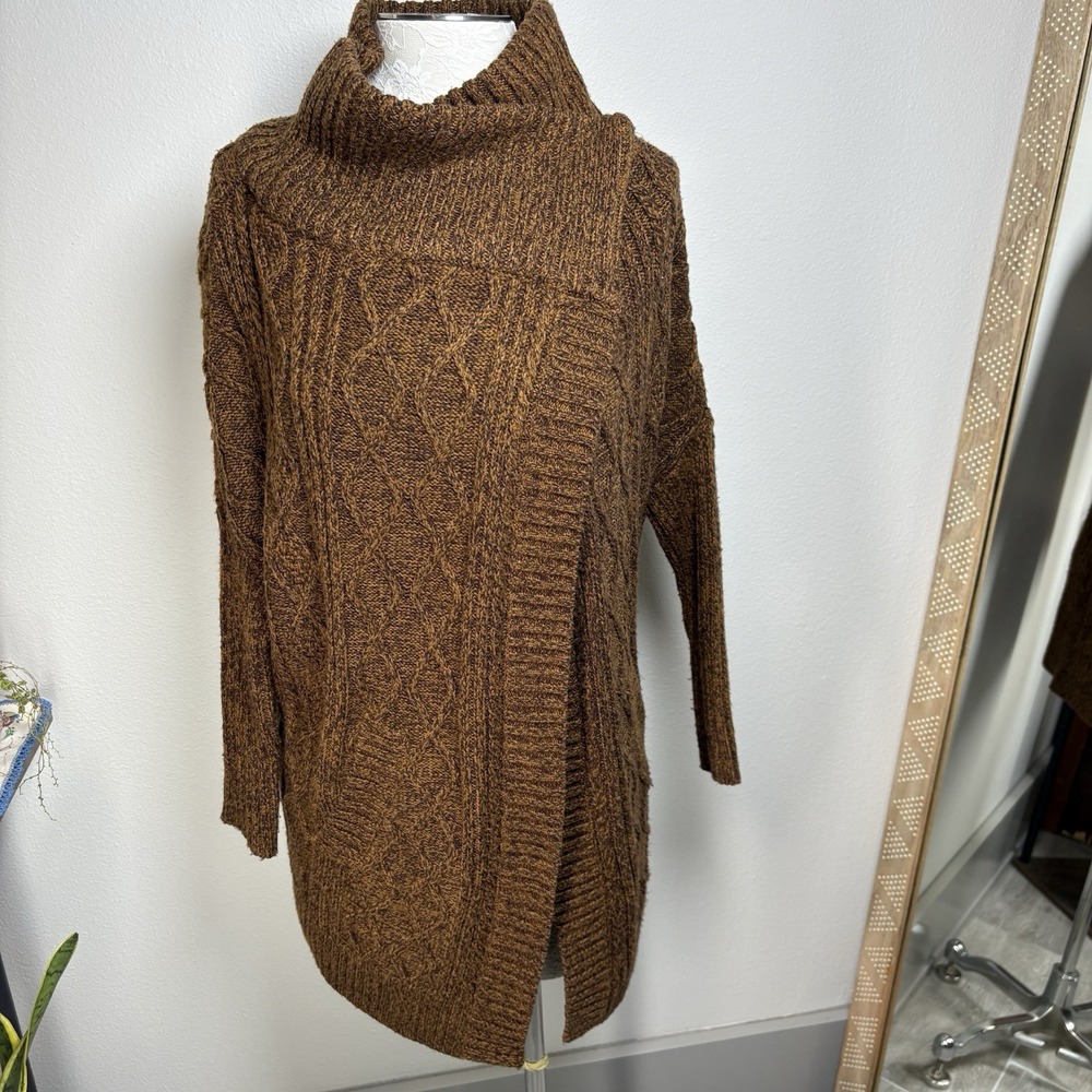 Twik Simmons Womens M Brown Cable Knit Cardigan Sweater Coatigan Dark Academia